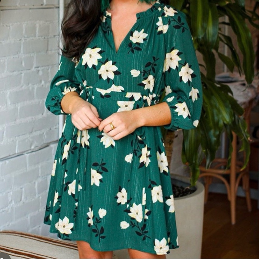 Draper James Kellie Babydoll Dress in Shimmery Magnolia